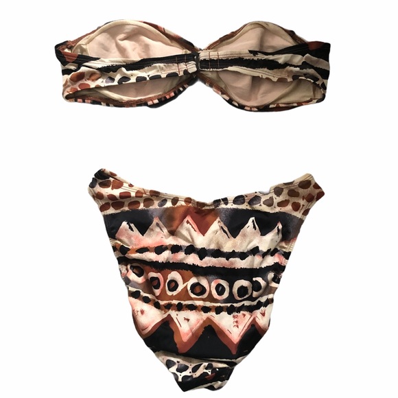 BCBGMaxAzria Tribal print strapless twist bikini L - Picture 4 of 7